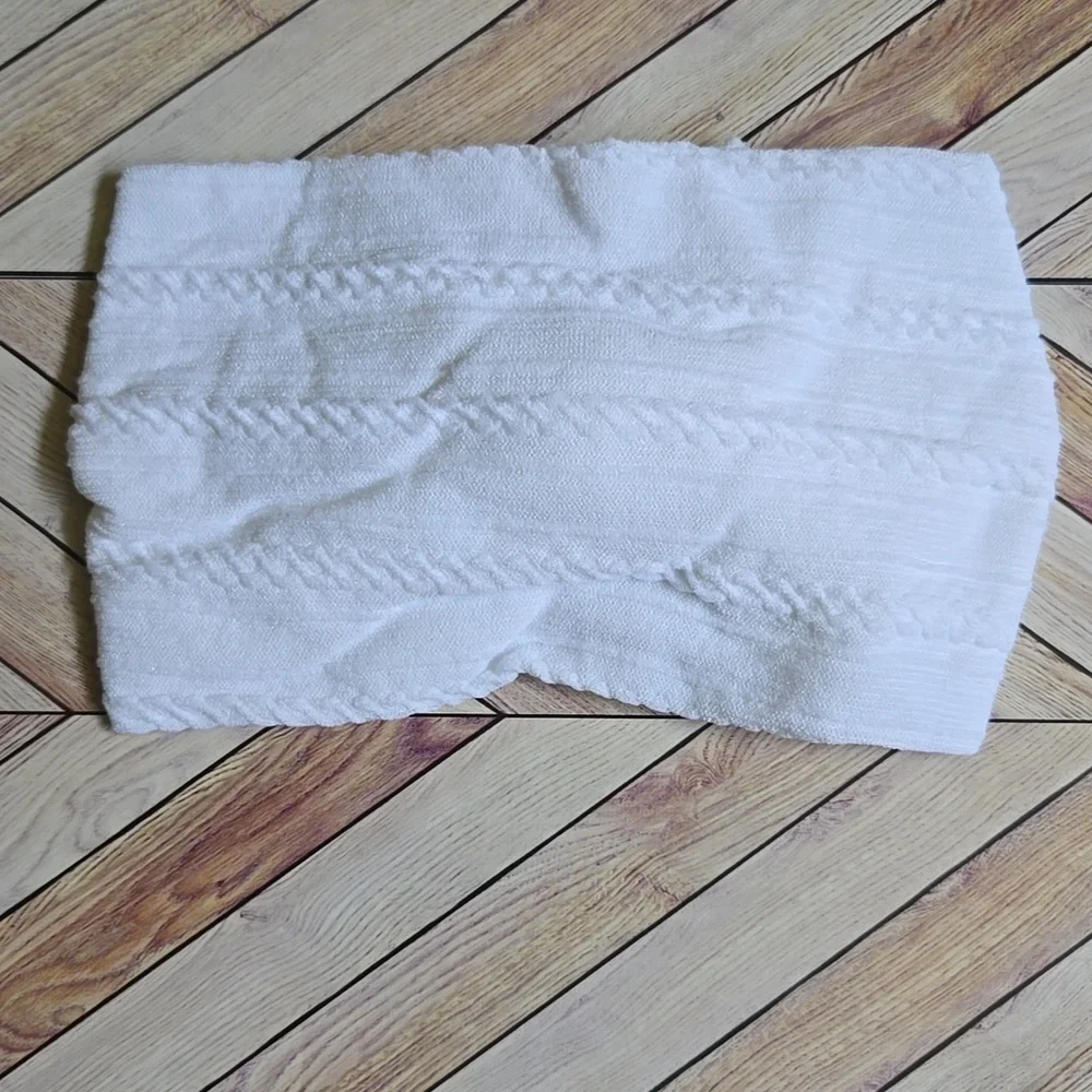 White Cable Knit Baby Bow Headband Soft Stretch Nylon Infant & Toddler Headwrap